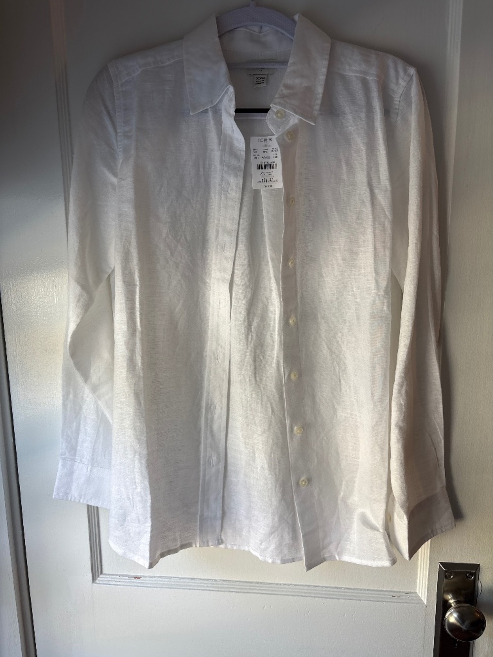 JCrew Linen blend button up shirt, White, Sz XXS, NWT